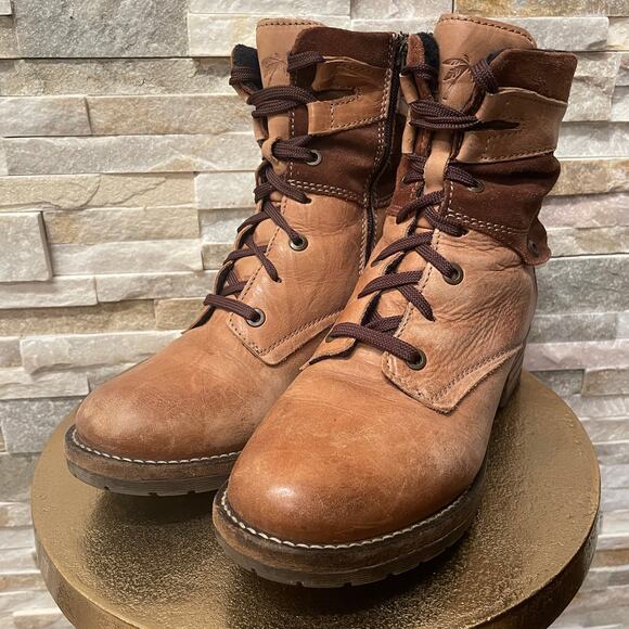 Dromedaris Kara Taupe Brown Leather Combat Boots EU 39, 8.5, 9 | Lined Portugal - Picture 7 of 12